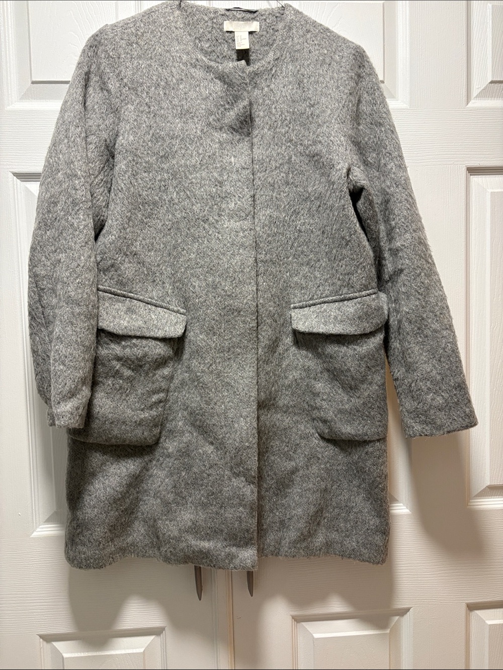 H&M Gray Collarless Pea Coat